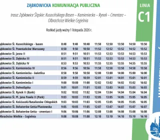 rozkład jazdy C1 basen/ kamieniecka / cegielnia