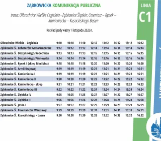 rozkład jazdy C1 cegielnia/ kamieniecka/ basen 
