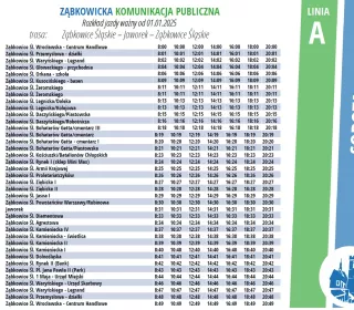 linia A soboty (rozkład od 01.01.2025