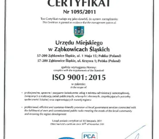 Certyfikat ISO 9001.201