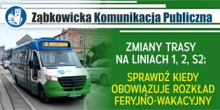 grafika z tytułem: zmiany trasy na liniach 1, 2, S2