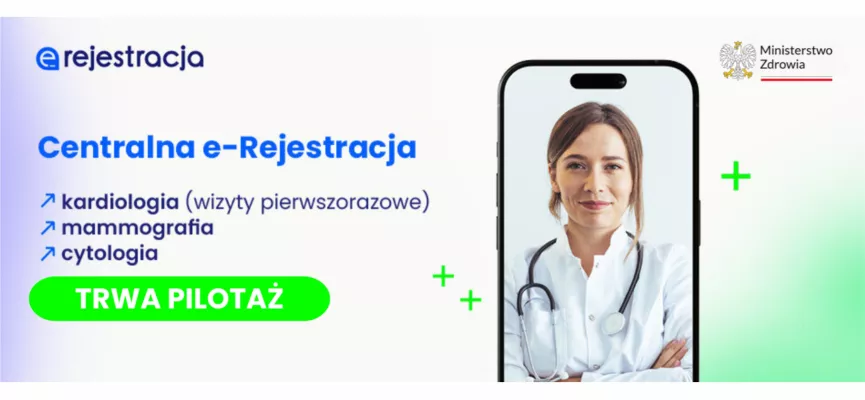 grafika Centralna e-Rejestracja przedstawiająca obrazek na którym widnieje telefon komórkowy z wizerunkiem lekarza