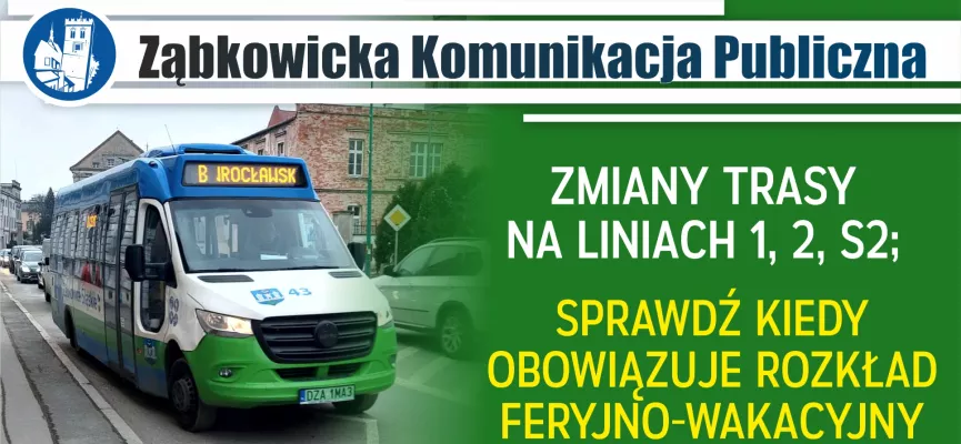 grafika z tytułem: zmiany trasy na liniach 1, 2, S2