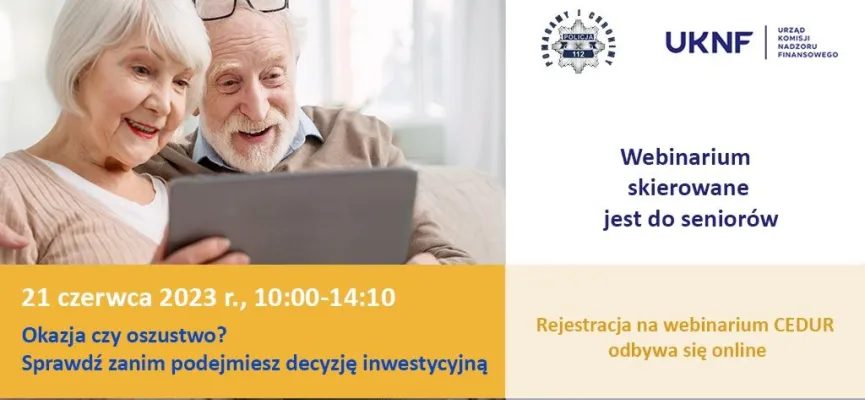 Grafika - webinarium CEDUR dla seniorów - 21 czerwca 2023 r