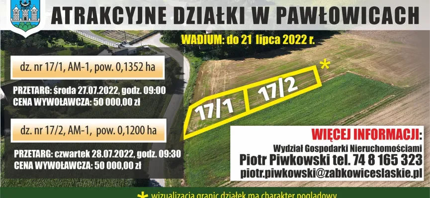 pawłowice kafelek 2 działki z dopiskiem